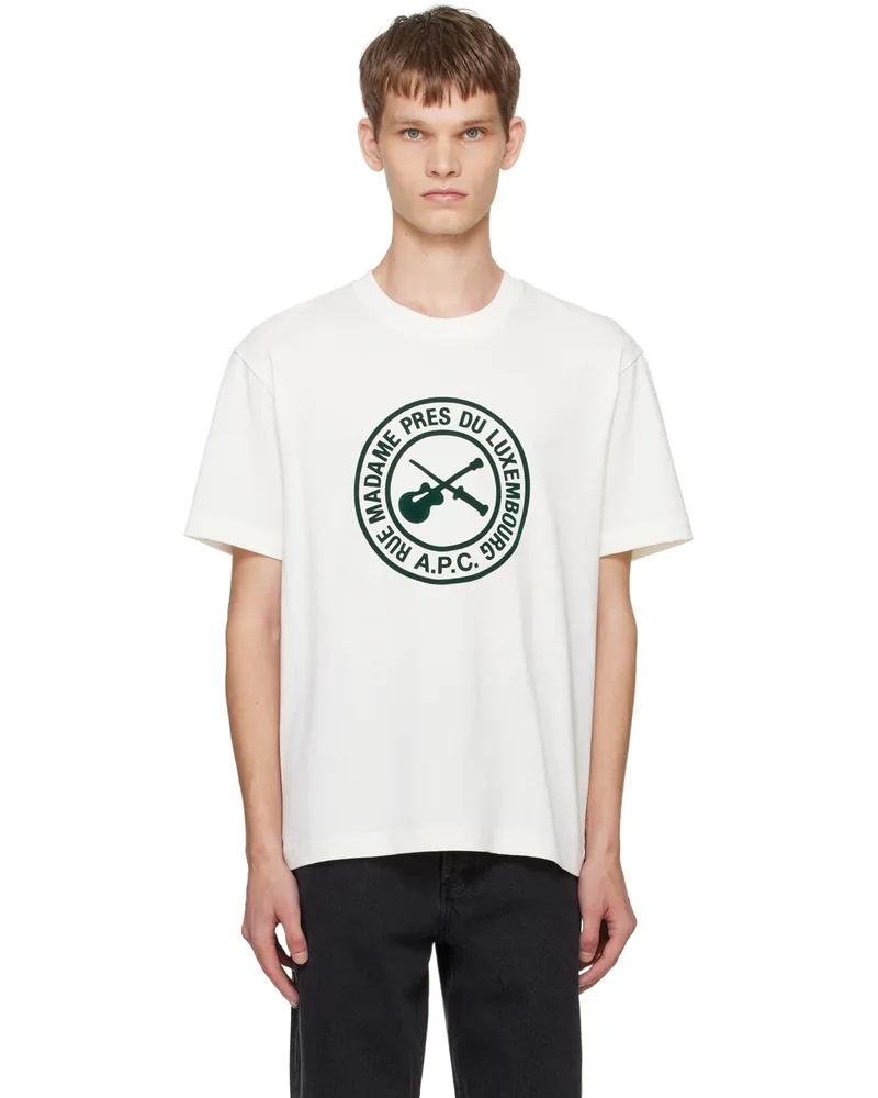 A.P.C. White Boxy Guitare Poignard T-Shirt Aab