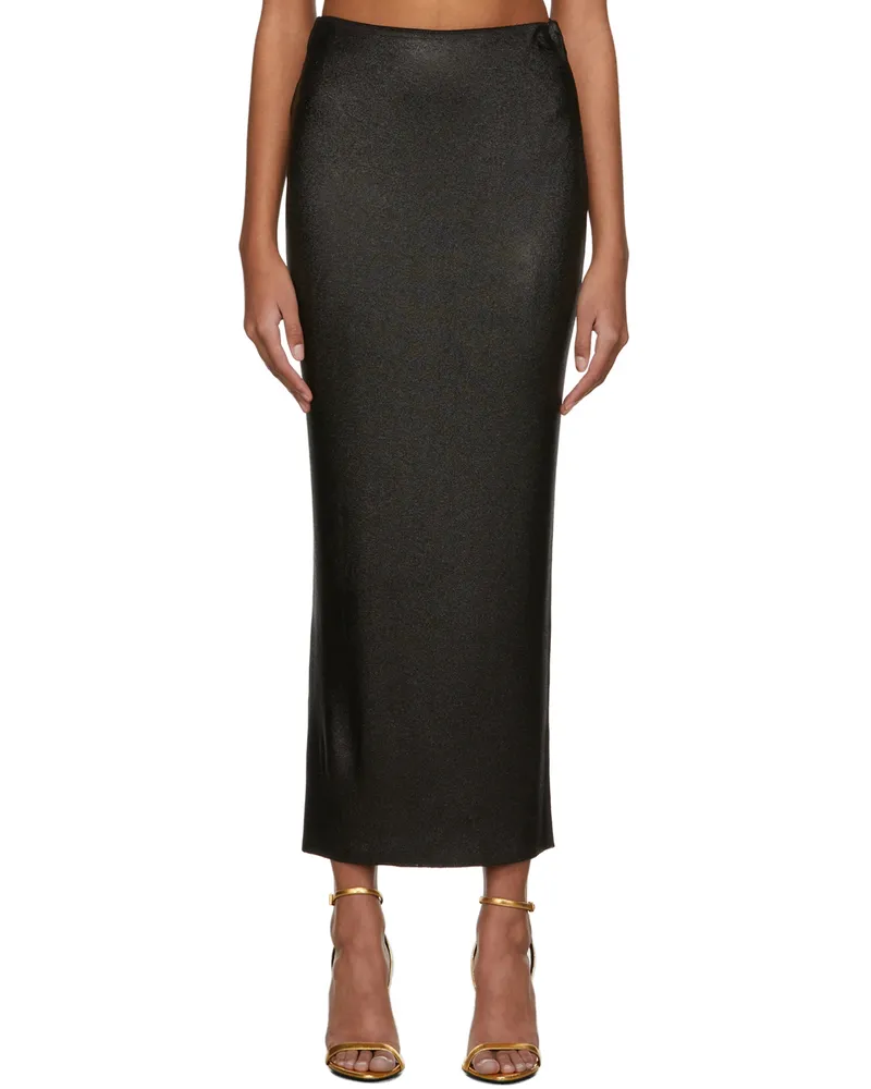 Tom Ford Black Glossy Long Skirt Lb999