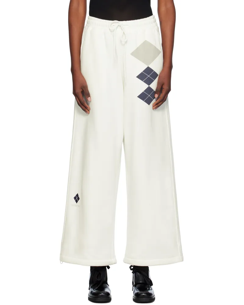 OPEN YY White Argyle Wide Sweatpants White