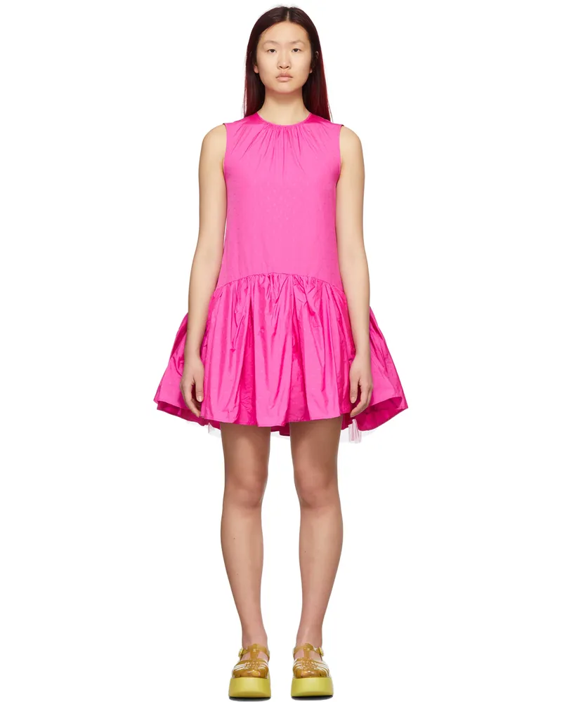 MSGM Pink Jacquard Taffeta Dress 14