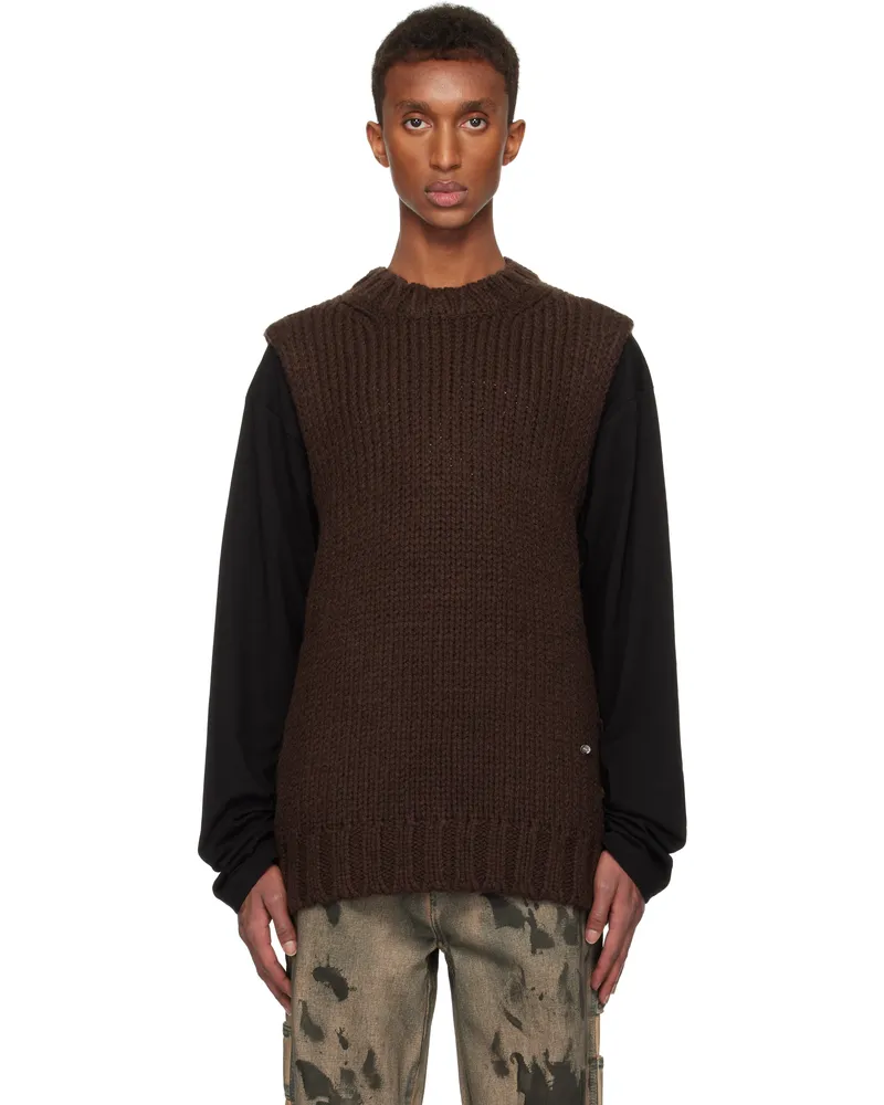 WE 11 DONE Brown Sleeveless Sweater Brown