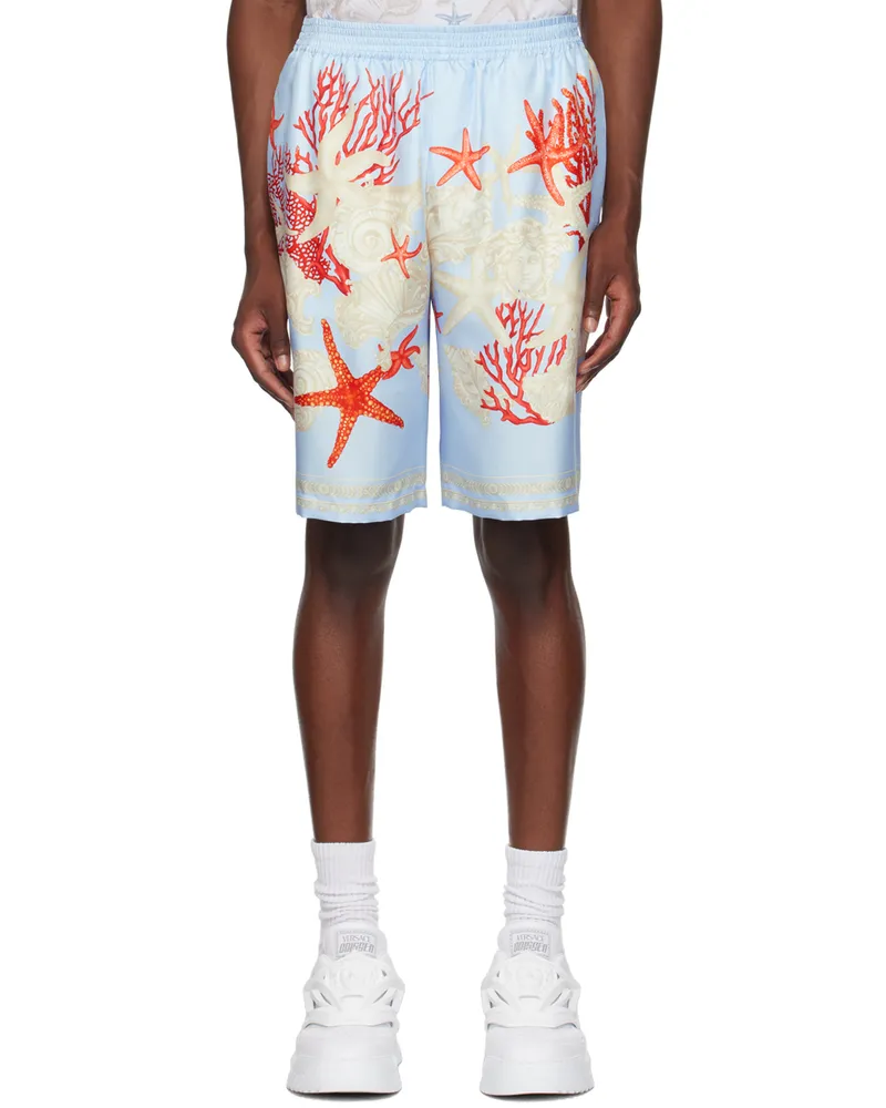 Versace Blue Barocco Sea Shorts 5ub20-blue