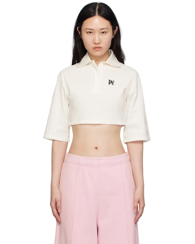 Palm Angels White Cropped Polo Off