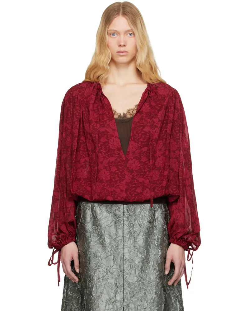 Dries van Noten Red Printed Blouse 356