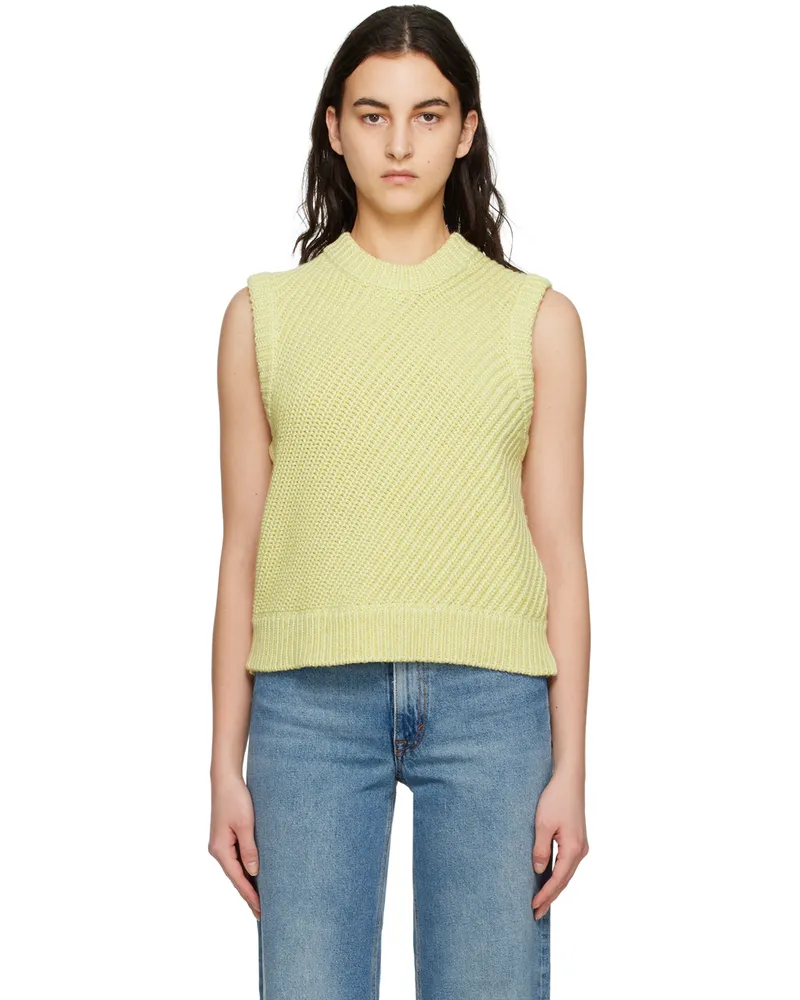 House of Dagmar Yellow Mouliné Vest Lemon