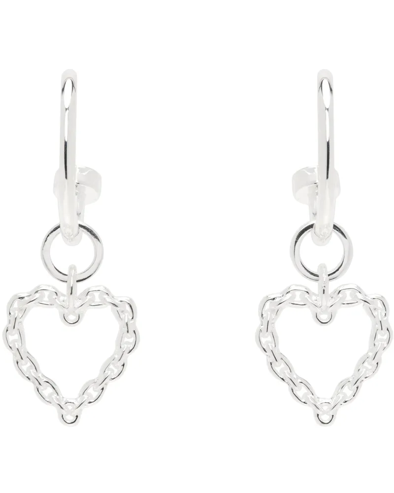 Stolen Girlfriends Club Silver Chain Heart Anchor Sleeper Earrings Sterling