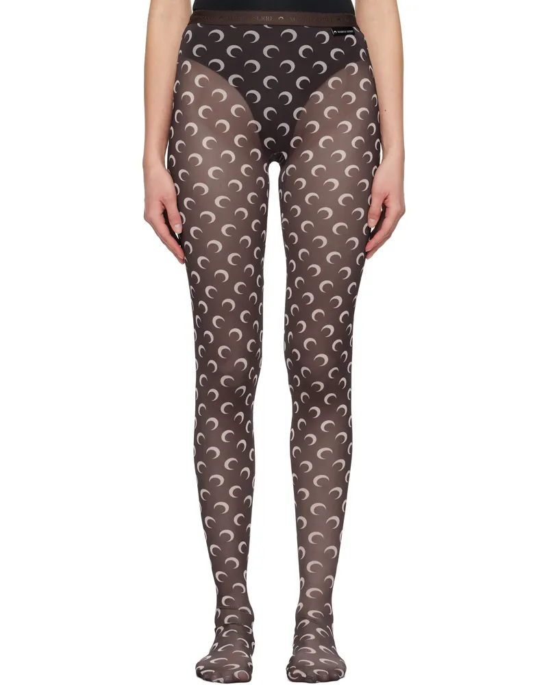 Marine Serre Brown Recycled Moon Mesh Tights Br30