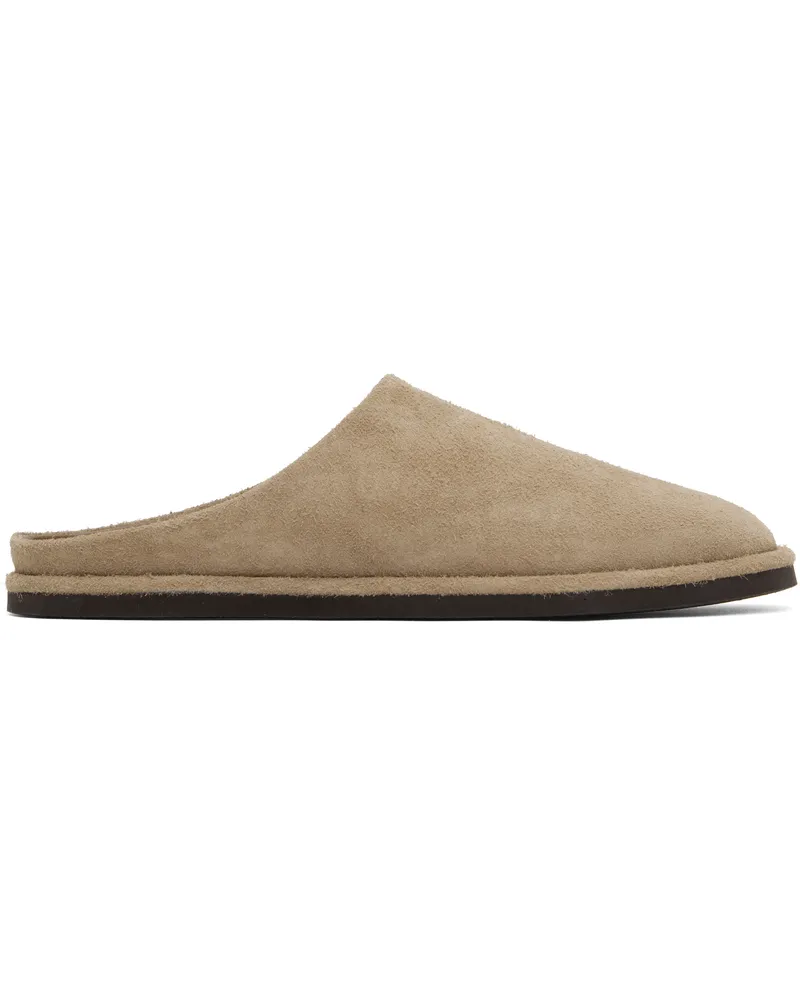 AURALEE Beige Leather Mules Suede