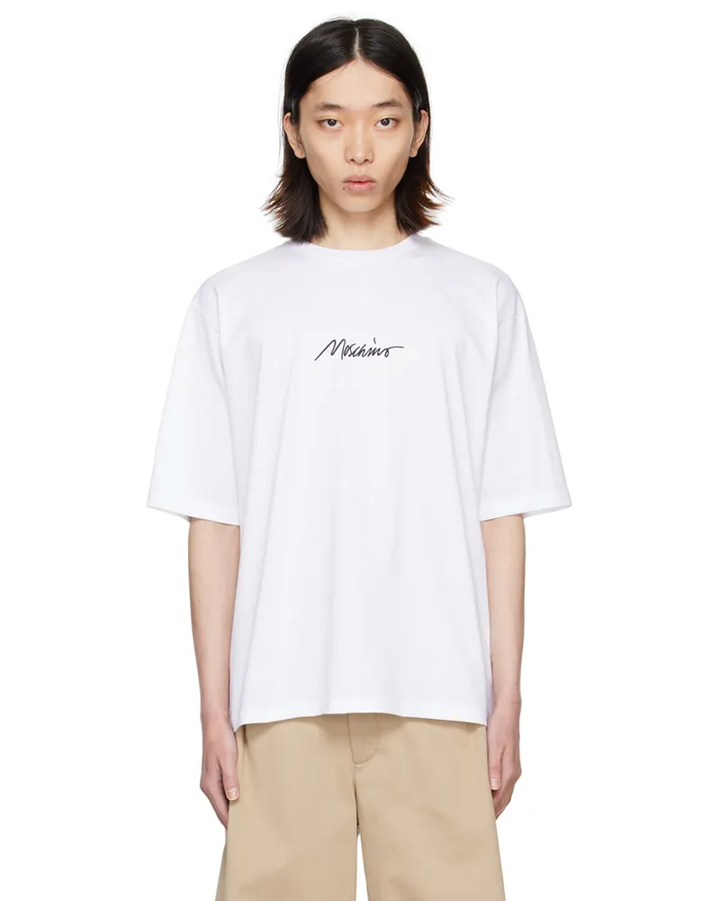 Moschino White Embroidered T-Shirt A1001