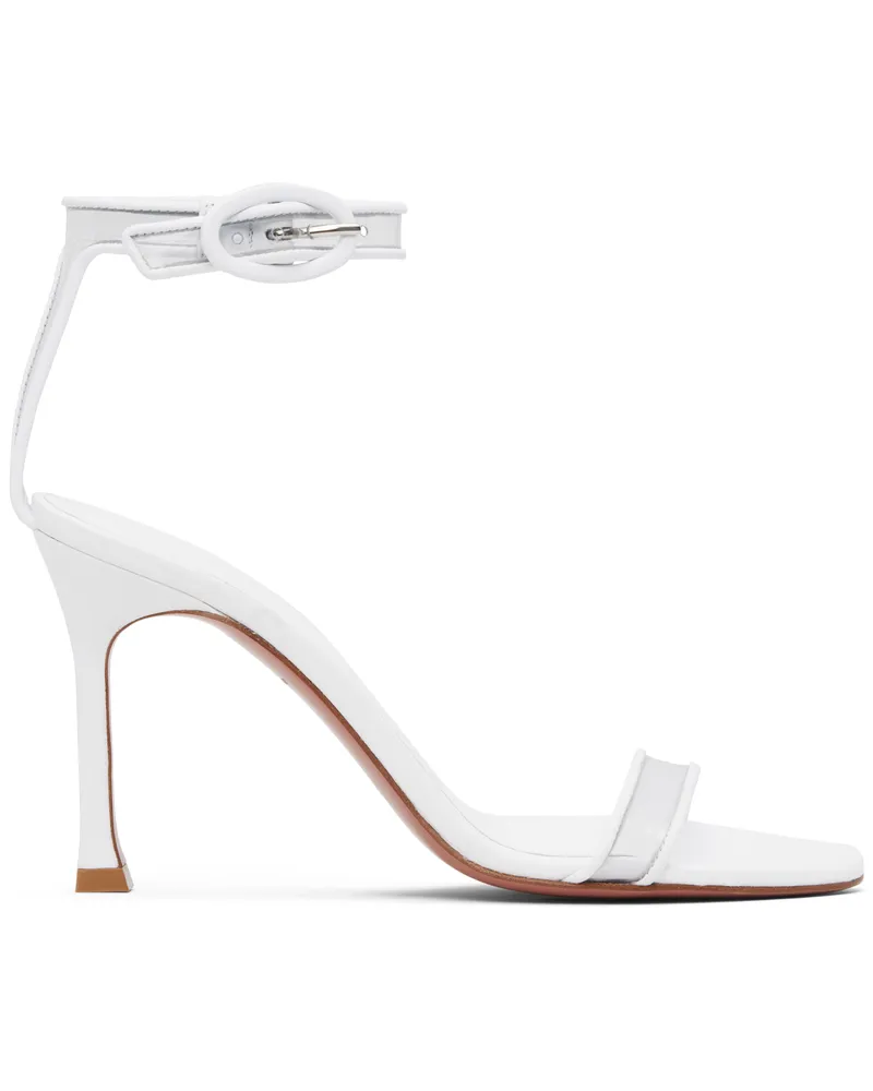 Amina Muaddi White Kim Glass Heeled Sandals Nappa