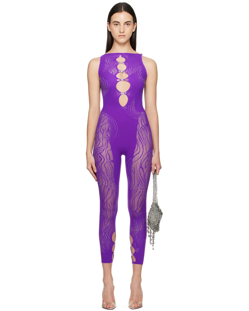 Poster Girl Purple Rhinestoned Janice Jumpsuit Twilight
