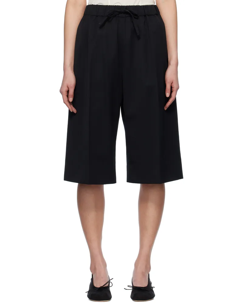 Simone Rocha Black Wide Leg Long Shorts Black