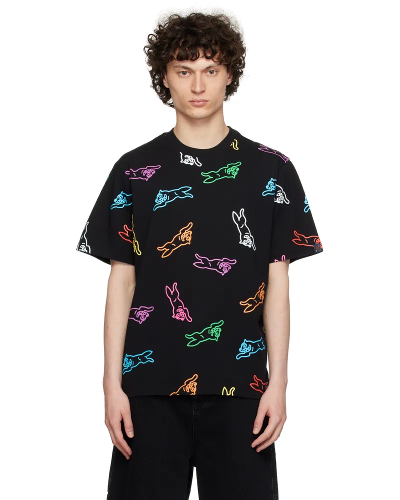 ICECREAM Black All-Over Running Dog T-shirt Black
