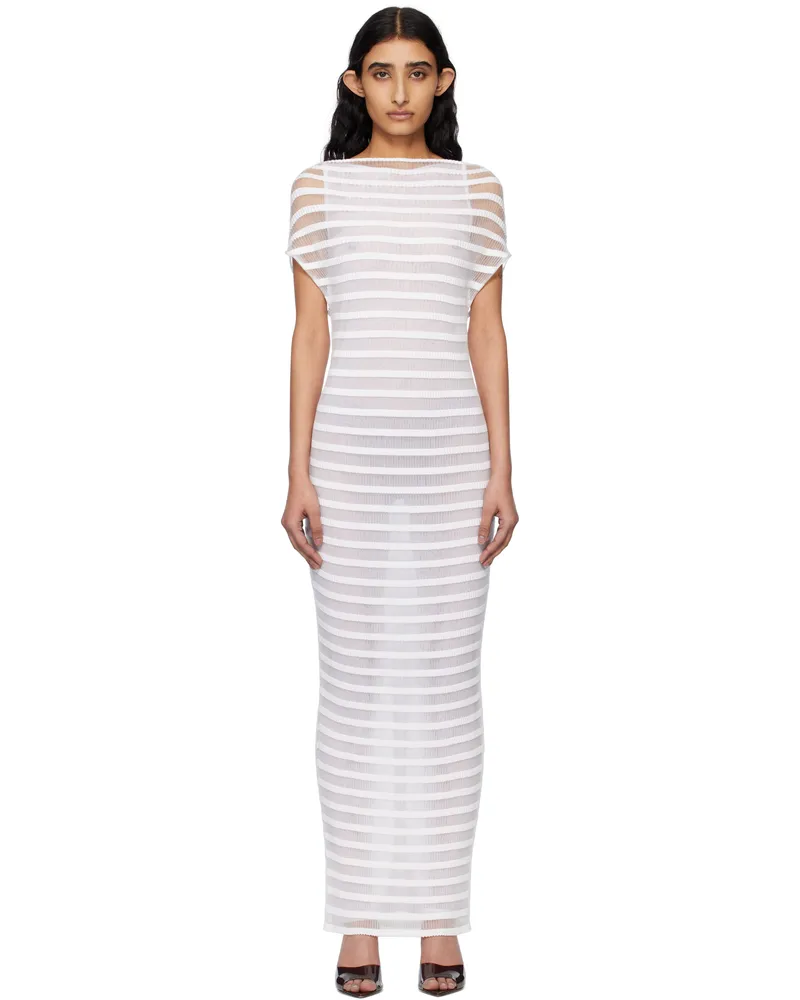 Jean Paul Gaultier White 'The Marinière' Striped Maxi Dress 01-white