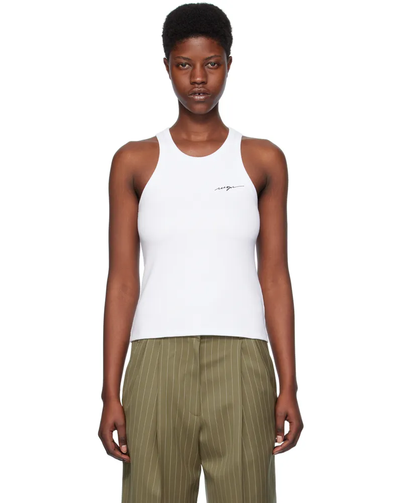 MSGM White Embroidered Tank Top 01