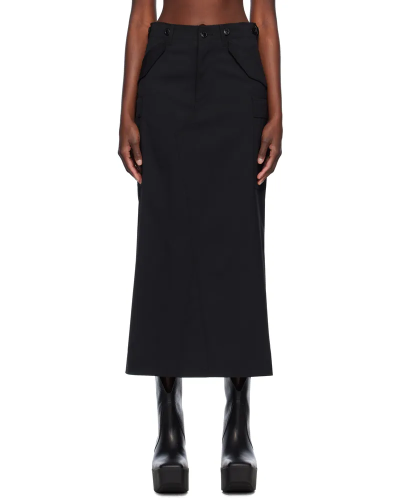 Junya Watanabe Black Gabardine Maxi Skirt 1
