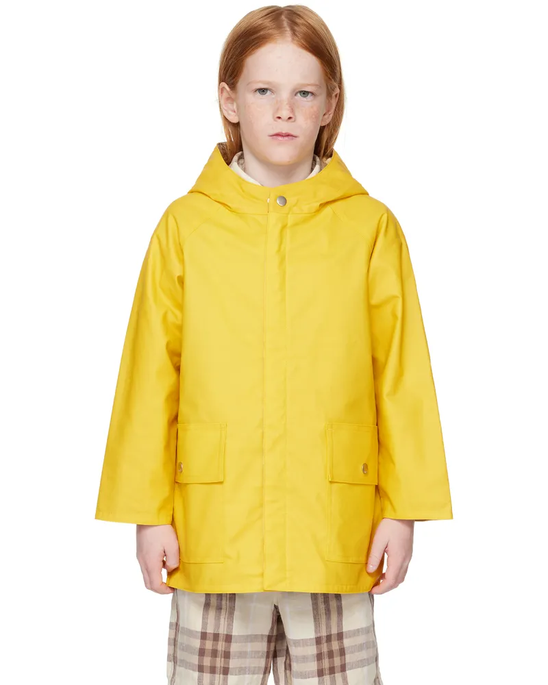 Burberry Kids Yellow Check Cotton Reversible Jacket Marigold