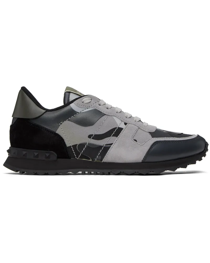 Valentino Garavani Black & Gray Rockrunner Sneakers Tessuto-nappa-camou