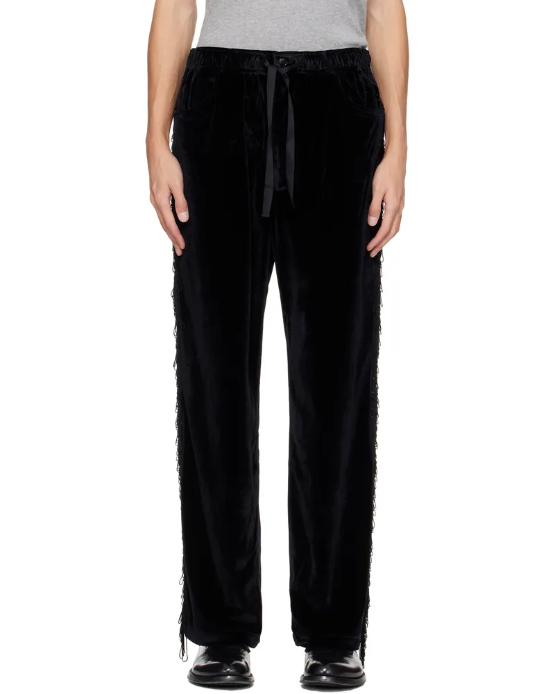 NEEDLES Black Fringe String Easy Track Pants B-black