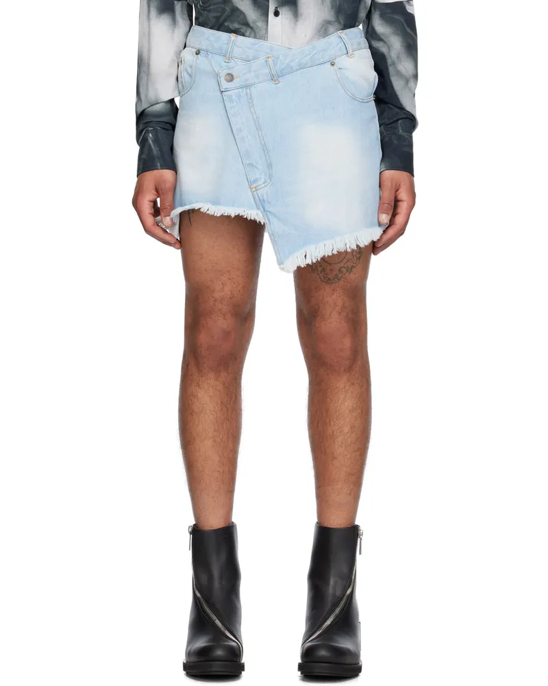 Egonlab Blue Wrap Denim Miniskirt Destroyed