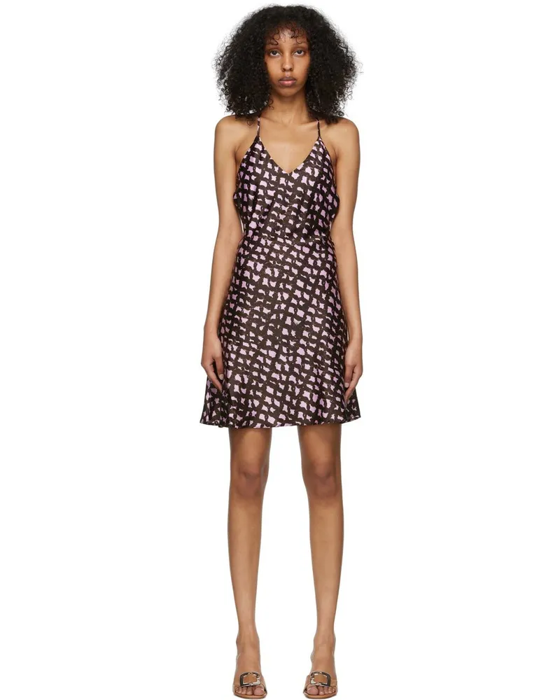 Helena Manzano Brown Viscose Mini Dress Pink