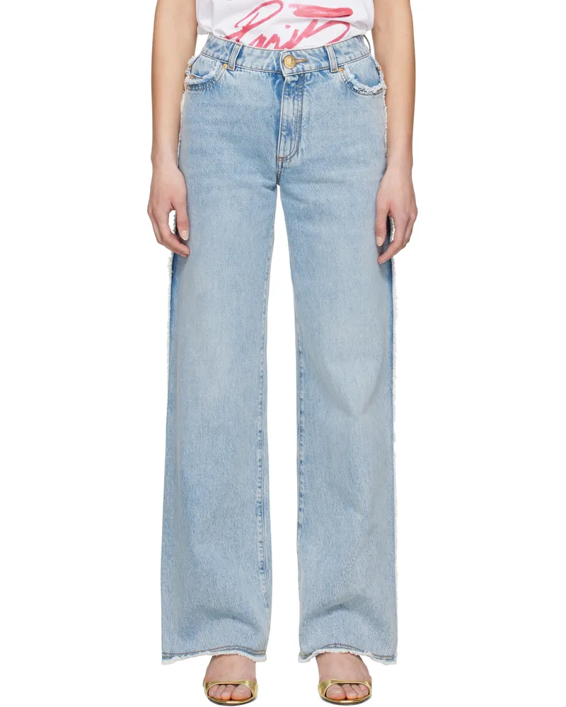 Balmain Blue Straight-Leg Denim Jeans 6fc
