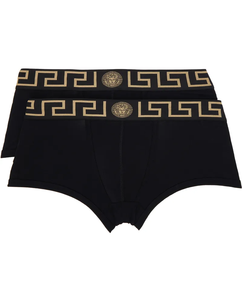 Versace Two-Pack Black Greca Border Boxer Briefs A80g-black