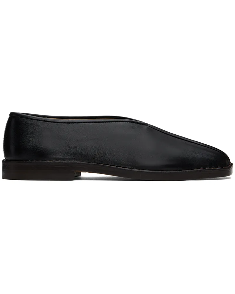 Christophe Lemaire Black Flat Piped Slippers Bkblack