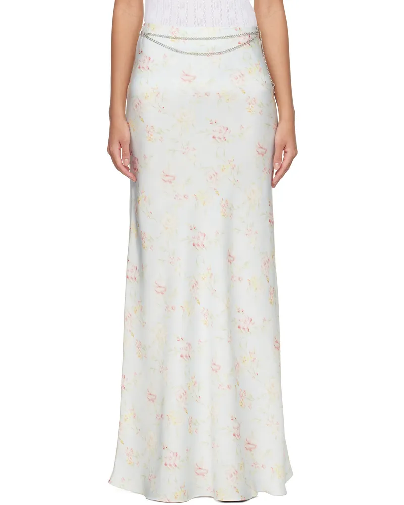 Paco Rabanne Blue Double Satin Imprime Maxi Skirt V328