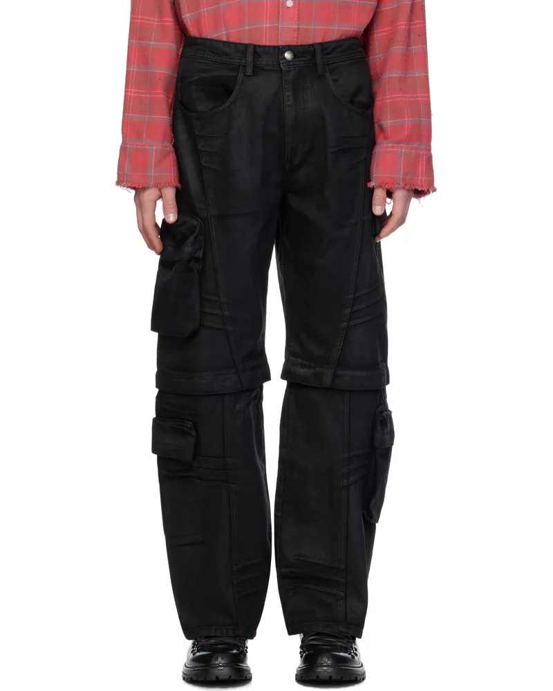 Andersson Bell Black Coated Wide-Leg Jeans Black