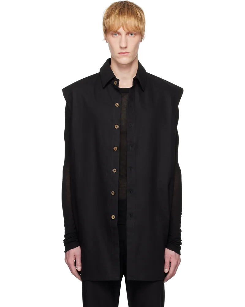 A Diciannoveventitre Black Jane Sleeveless Denim Vest Black