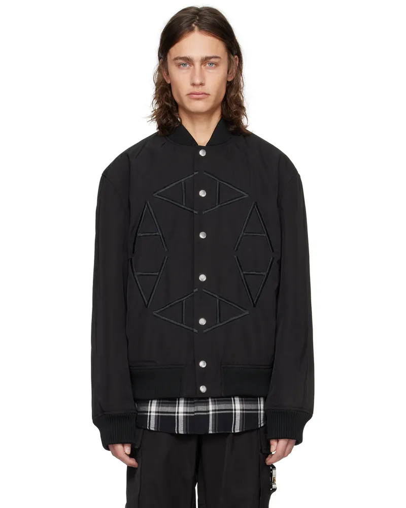 1017 ALYX 9SM Black Embroidered Bomber Jacket Blk0001