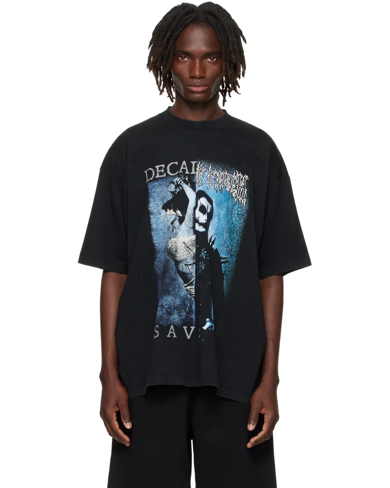 VETEMENTS Black Cradle of Filth Cut-Up Oversized T-Shirt Black