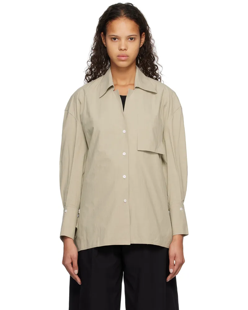 Subtle Le Nguyen Green Crinkled Shirt Sand