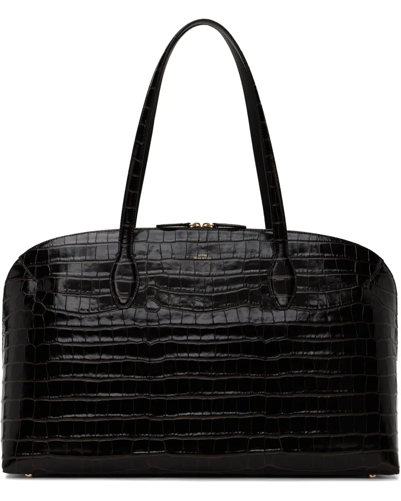 Totême Brown Croco-Embossed Day Tote Dark