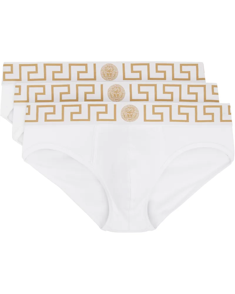 Versace Three-Pack White Greca Border Briefs A81h-white-