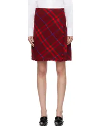 Burberry Red Check Midi Skirt Crimson