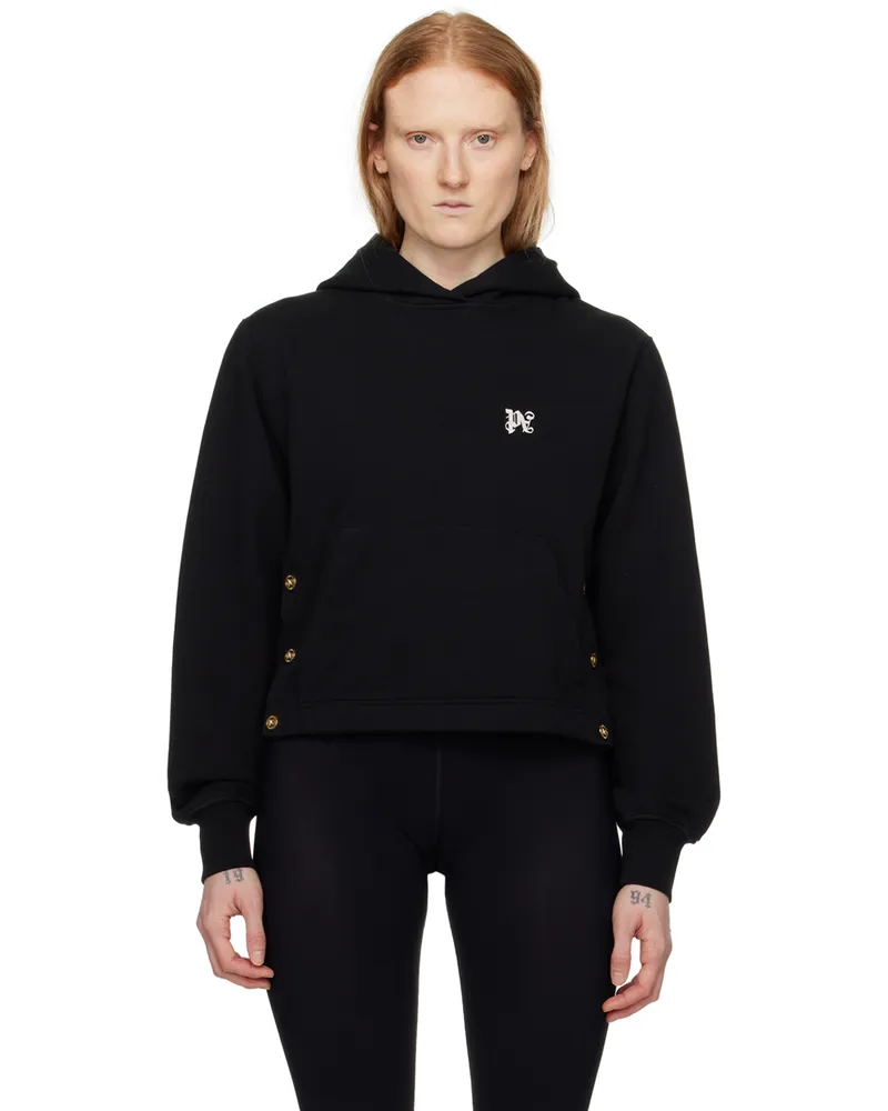 Palm Angels Black Button Hoodie Black