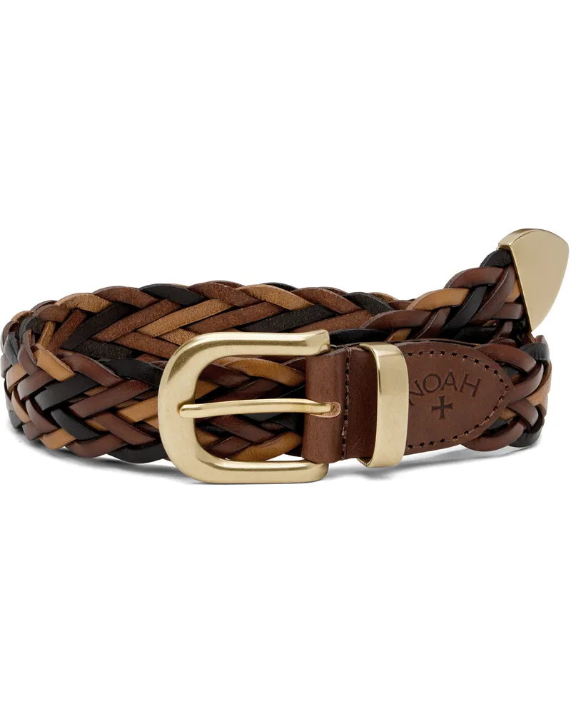 Noah NYC Brown Braided Leather Belt Brown