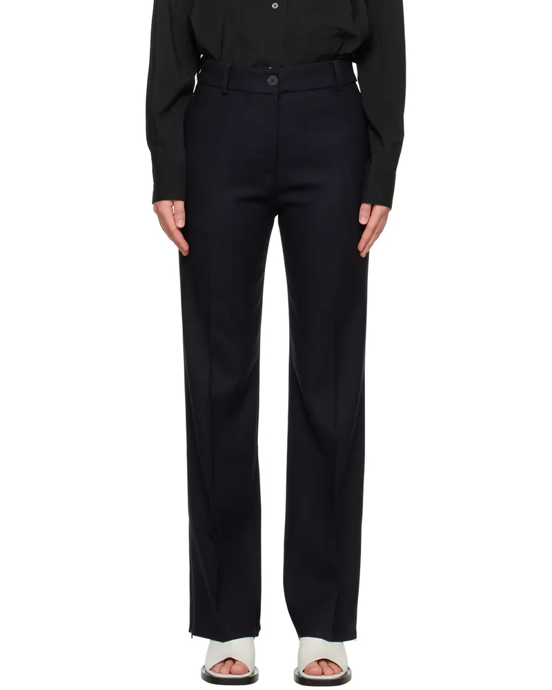 Studio Nicholson Navy Rie Trousers Darkest