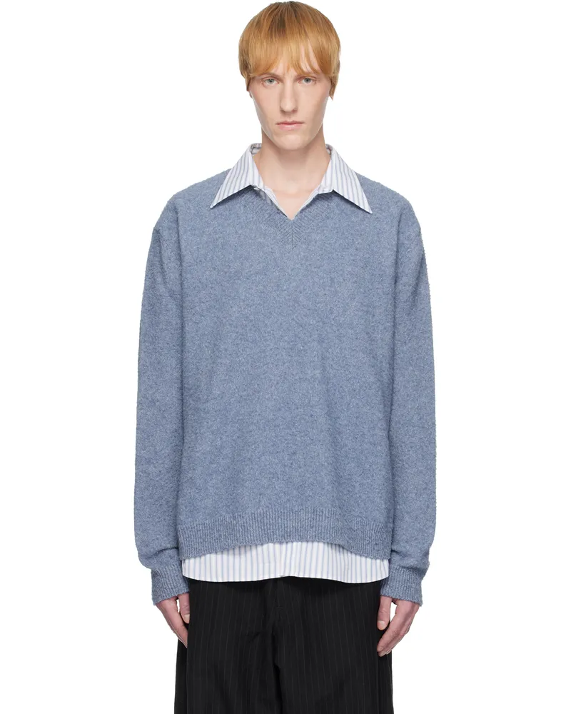 Maison Margiela Blue Pile Knit Sweater 490m