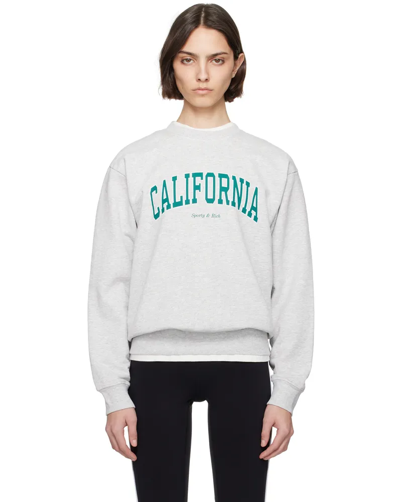 SPORTY & RICH Gray 'California' Crewneck Sweatshirt 19