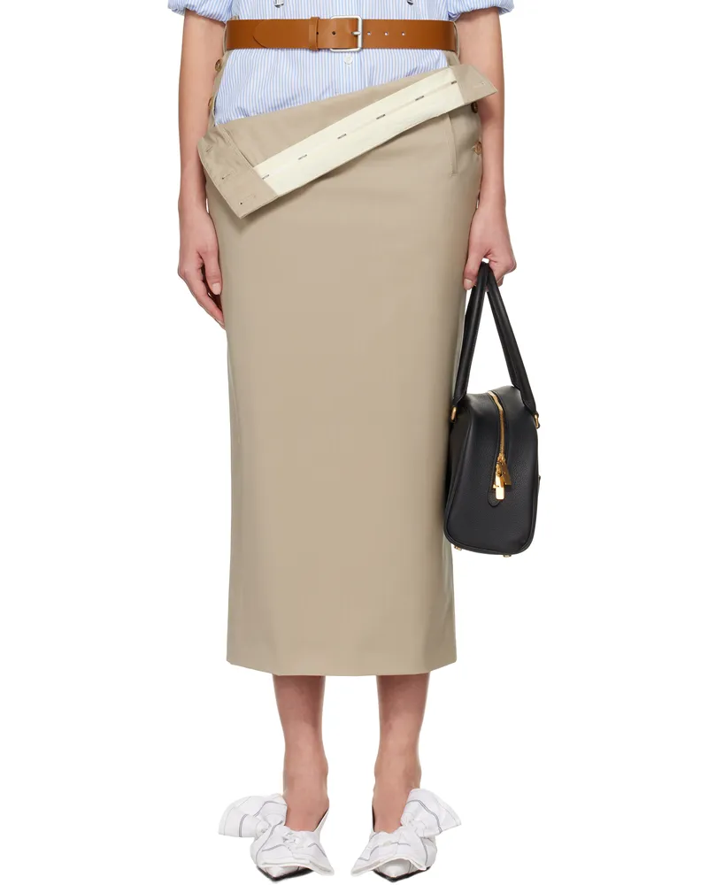 Moschino Beige Tailored Twist Midi Skirt 0020