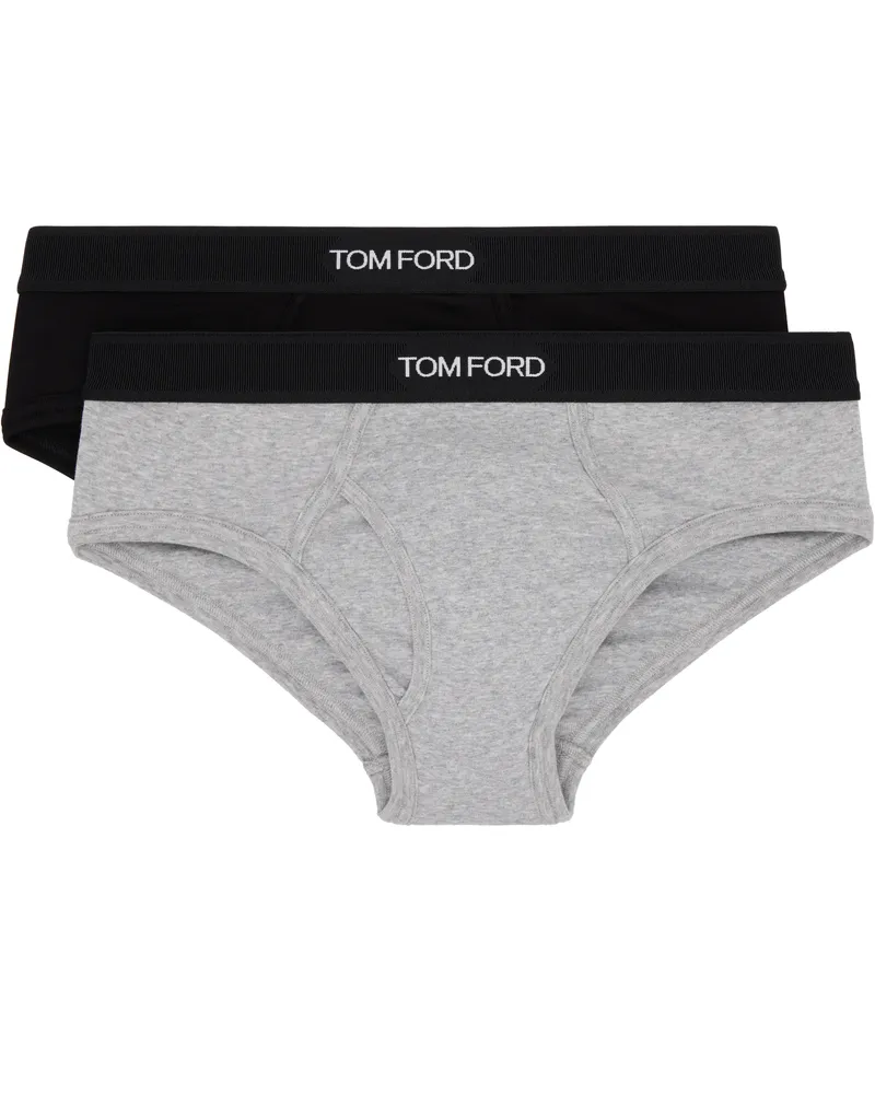 Tom Ford Two-Pack Black & Gray Cotton Briefs 008black