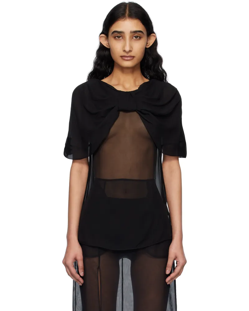 Simone Rocha Black Extended Bow Blouse Black