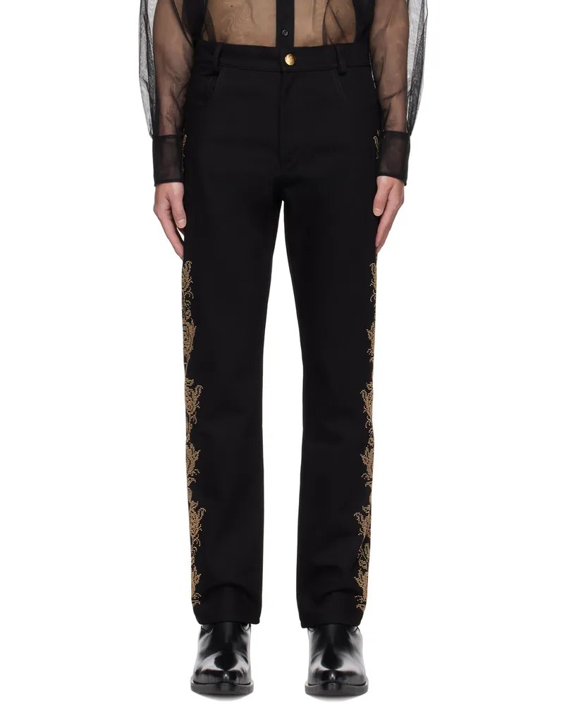 Ernest W. Baker Black Rose Studded Jeans Black