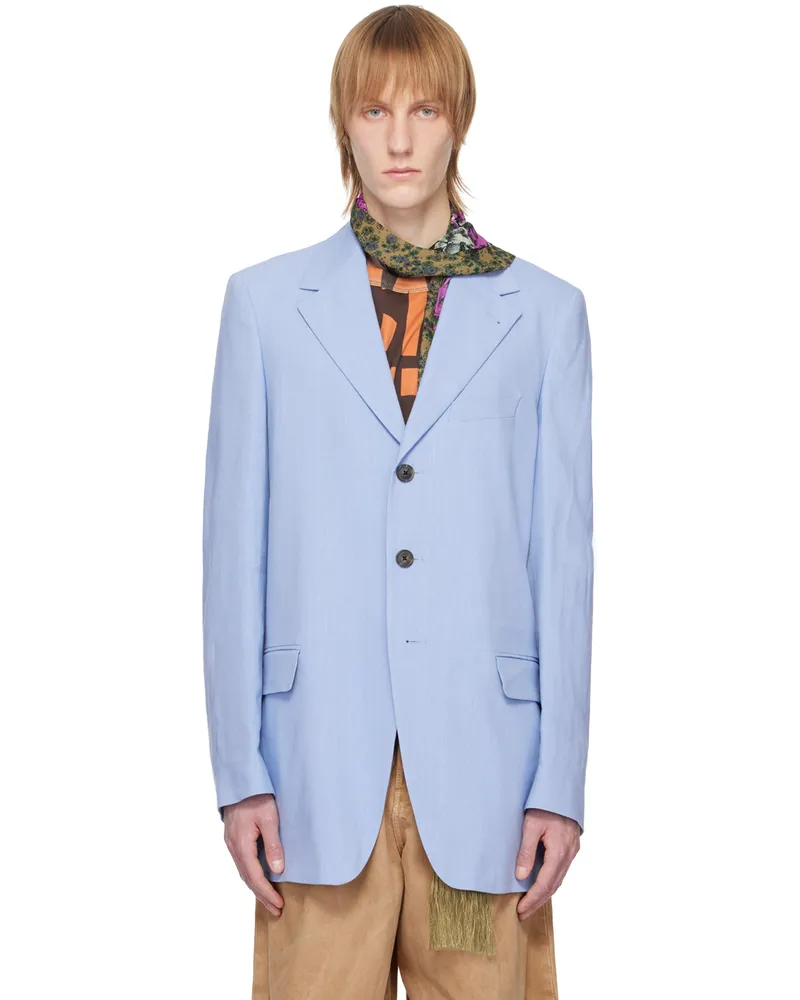 Dries van Noten Blue Notched Blazer 514