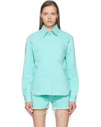 Palm Angels Blue Denim Shirts Fluo