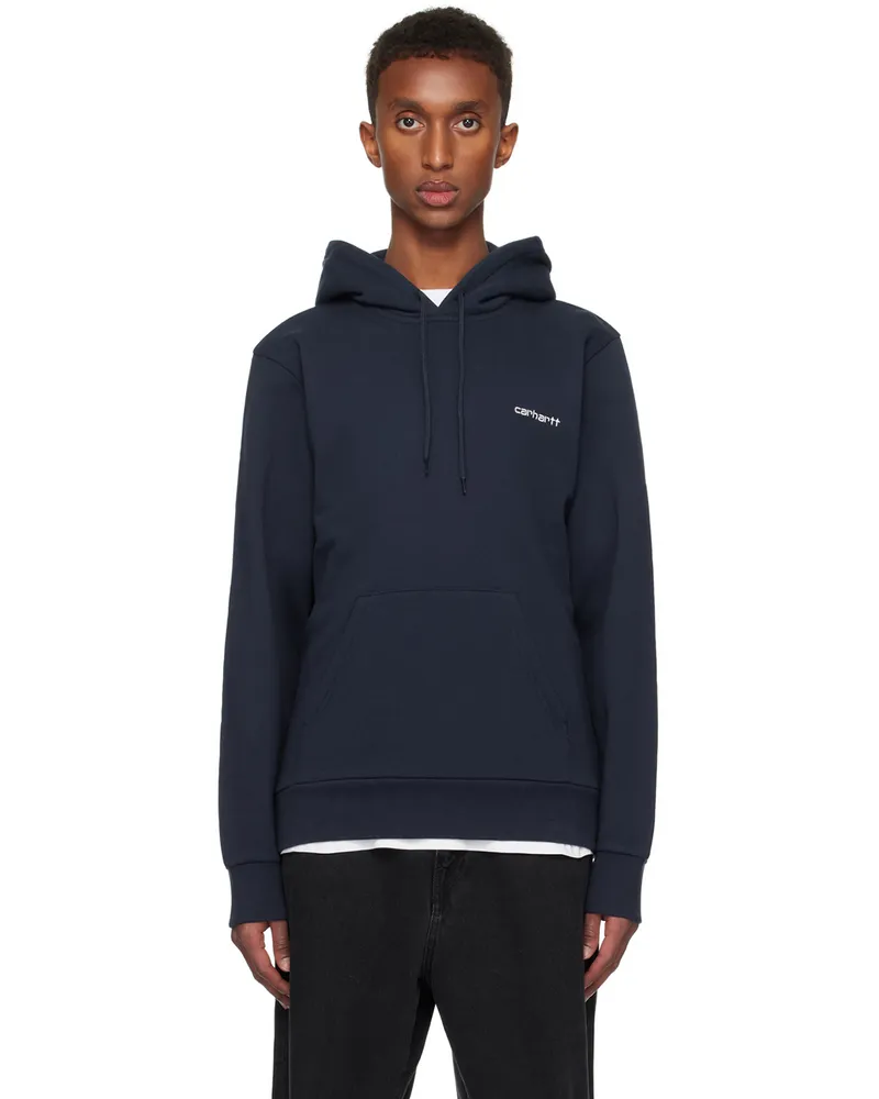 Carhartt WIP Navy Script Embroidery Hoodie 2ahxx