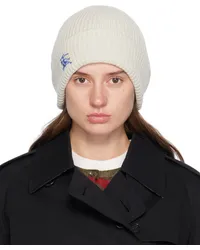 Burberry Off-White Equestrian Knight Cashmere Beanie Plaster